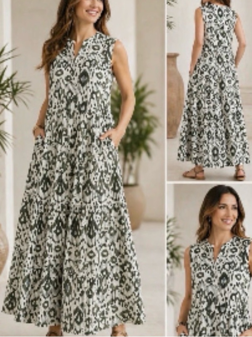 Chico’s Ikat Primordial Forest Tiered Maxi Dress